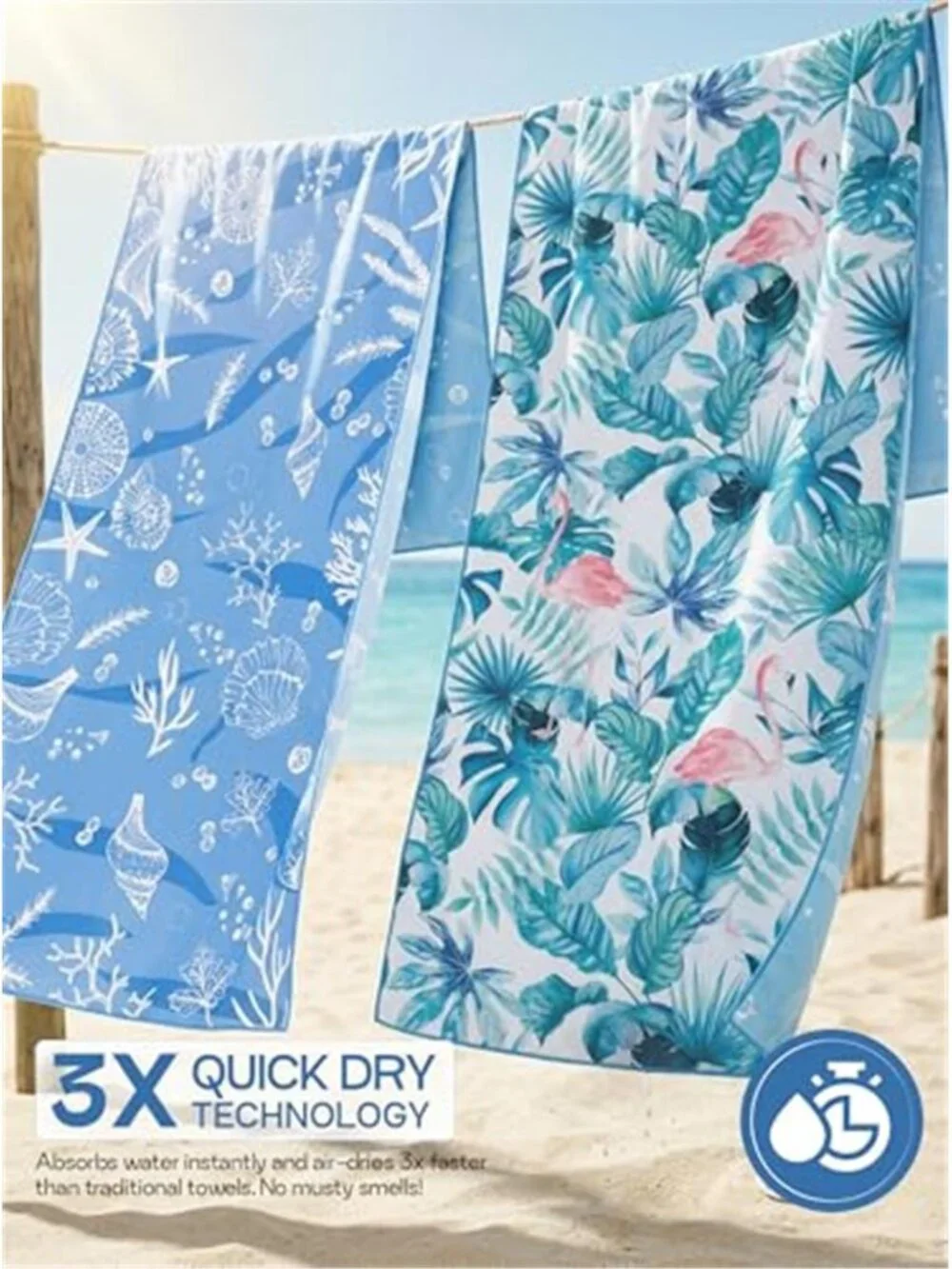 Towels  2 Pack Microfiber Beach Towel (32 x 71 Inches) Oversized